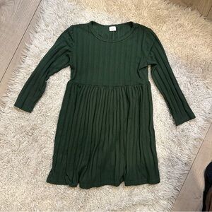 SHEIN Forest Green Ribbed Kids Dress